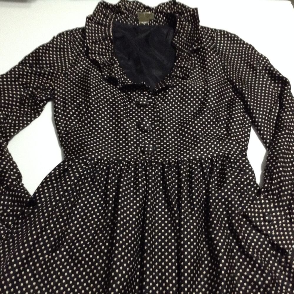 J. Crew Polka Dot Dress Silk Brown White 0 Ruffle Collar Career Mod Whimsigoth - Picture 1 of 13